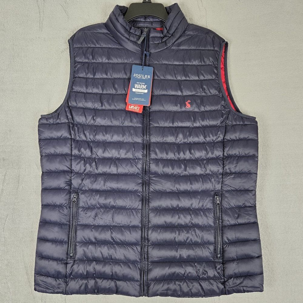 Joules Vest Mens XL Marnavy Blue Go To‎ Gilet Full Zip Lightweight Puffer NWT